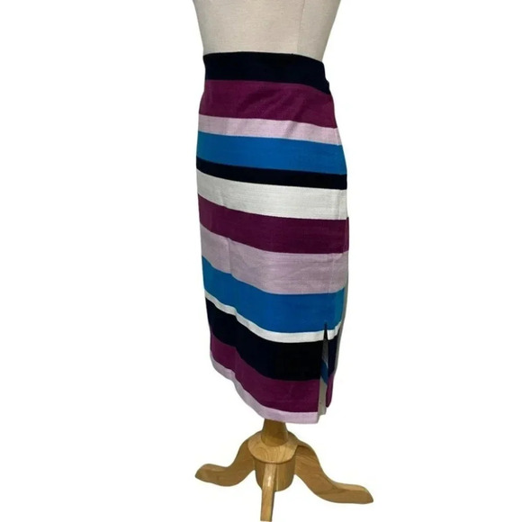 Loft 6 multicolor color block knee high double side‎ slit skirt - Picture 3 of 8